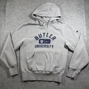 Nike Hoodie Mens S Light Gray Butler Bulldogs Graphic Pullover Drawstring Fleece